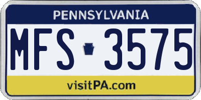 PA license plate MFS3575
