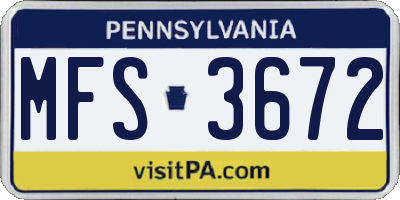 PA license plate MFS3672