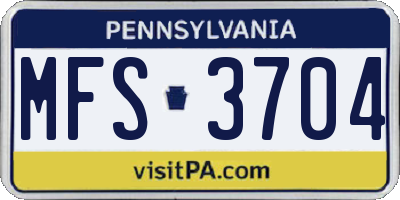 PA license plate MFS3704