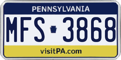 PA license plate MFS3868