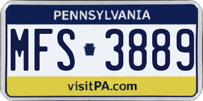 PA license plate MFS3889