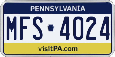 PA license plate MFS4024