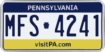 PA license plate MFS4241