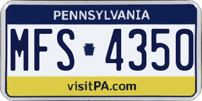 PA license plate MFS4350