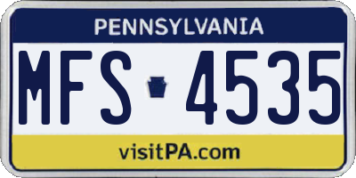 PA license plate MFS4535