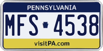 PA license plate MFS4538