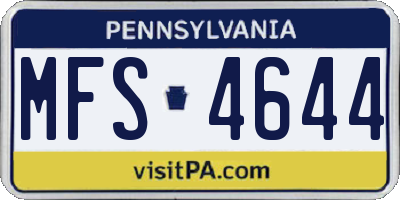 PA license plate MFS4644