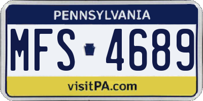 PA license plate MFS4689