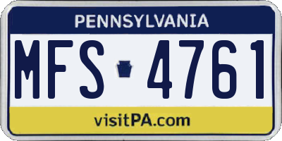PA license plate MFS4761