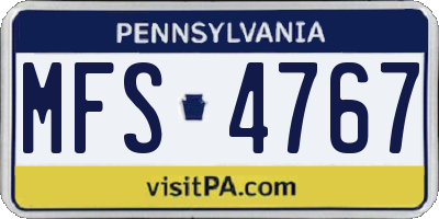 PA license plate MFS4767