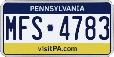 PA license plate MFS4783