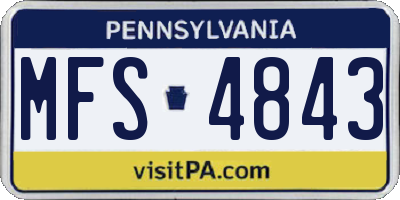 PA license plate MFS4843
