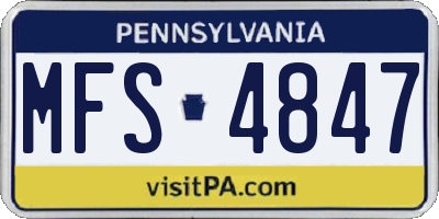 PA license plate MFS4847