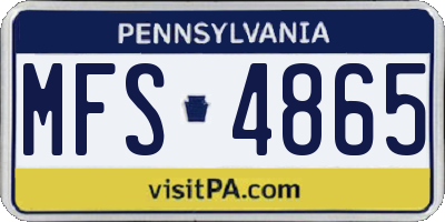 PA license plate MFS4865