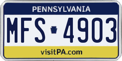 PA license plate MFS4903