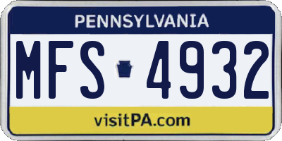 PA license plate MFS4932