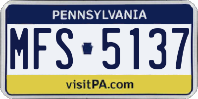 PA license plate MFS5137
