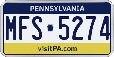 PA license plate MFS5274
