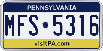 PA license plate MFS5316