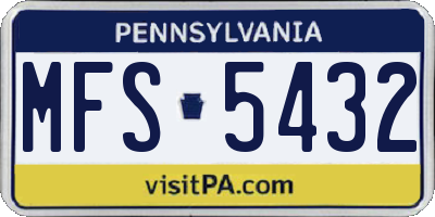 PA license plate MFS5432