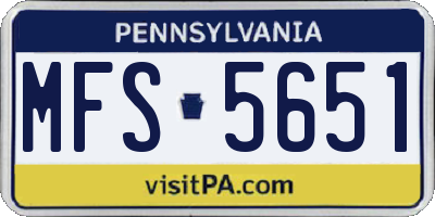 PA license plate MFS5651