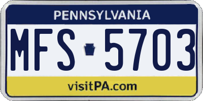 PA license plate MFS5703