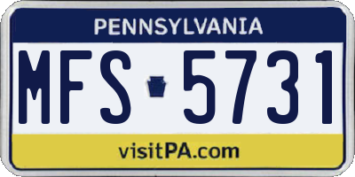 PA license plate MFS5731