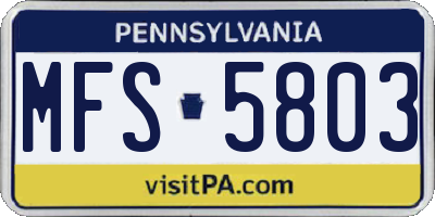 PA license plate MFS5803