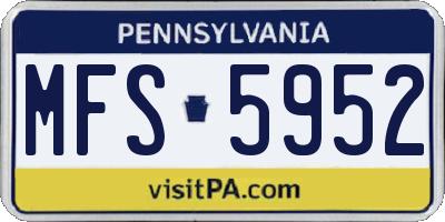 PA license plate MFS5952