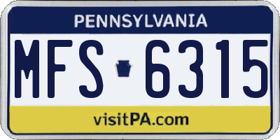 PA license plate MFS6315