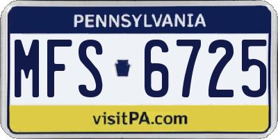 PA license plate MFS6725