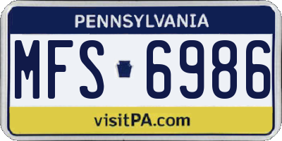PA license plate MFS6986