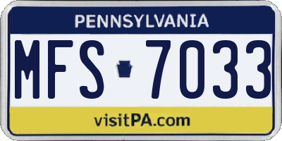 PA license plate MFS7033
