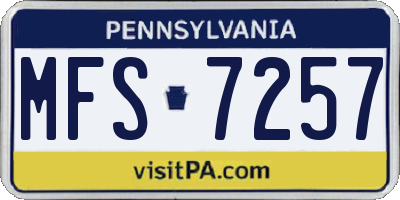 PA license plate MFS7257