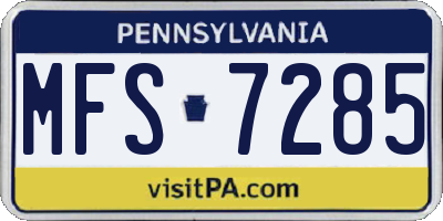 PA license plate MFS7285