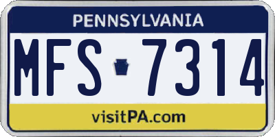 PA license plate MFS7314