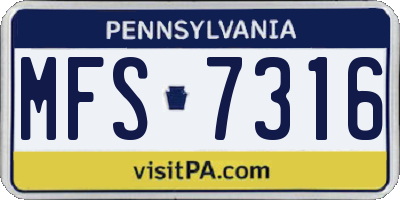 PA license plate MFS7316