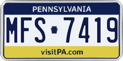 PA license plate MFS7419