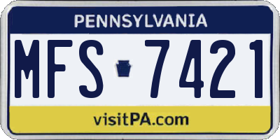 PA license plate MFS7421