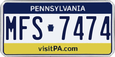 PA license plate MFS7474