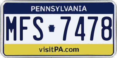 PA license plate MFS7478