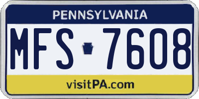 PA license plate MFS7608