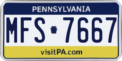 PA license plate MFS7667