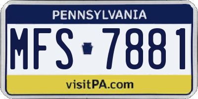 PA license plate MFS7881