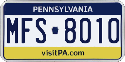 PA license plate MFS8010
