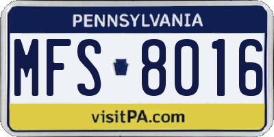 PA license plate MFS8016