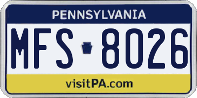 PA license plate MFS8026