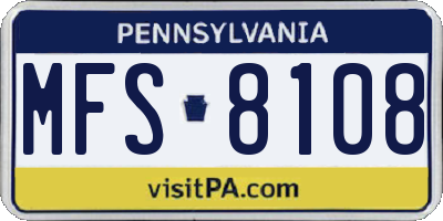 PA license plate MFS8108