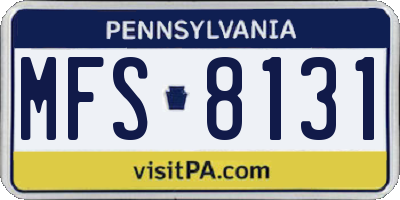 PA license plate MFS8131