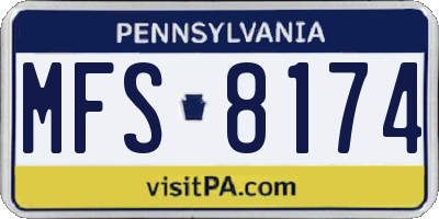 PA license plate MFS8174